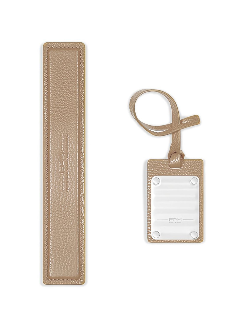 shimmer metal leather address tag 1