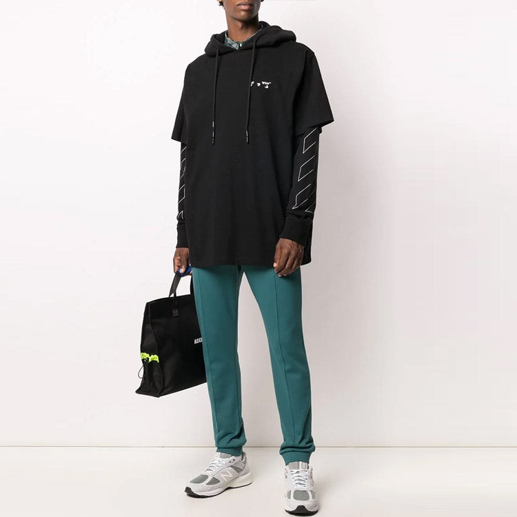 Off-White Stripe Logo Printing Sleeve Loose Fit Black OMBB051F20FLE0011001 - 5