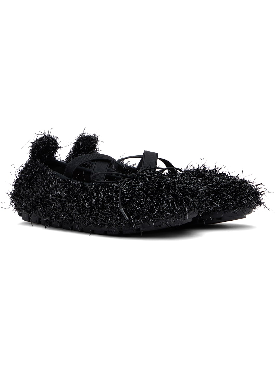 Black Tinsel Grip Ballerina Flats - 4