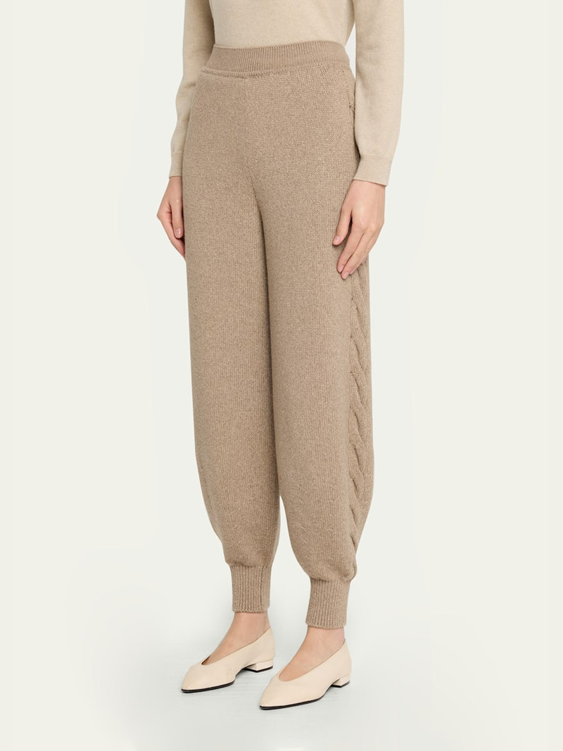 Loro Piana Napier Firefly Cable-Knit Cashmere Joggers outlook