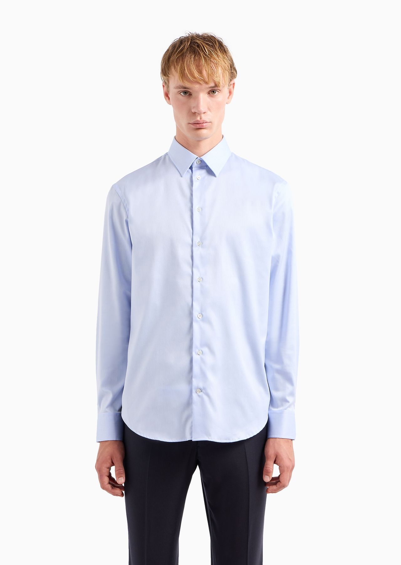 Modern-fit, stretch-cotton, non-iron shirt with a stiff collar - 2