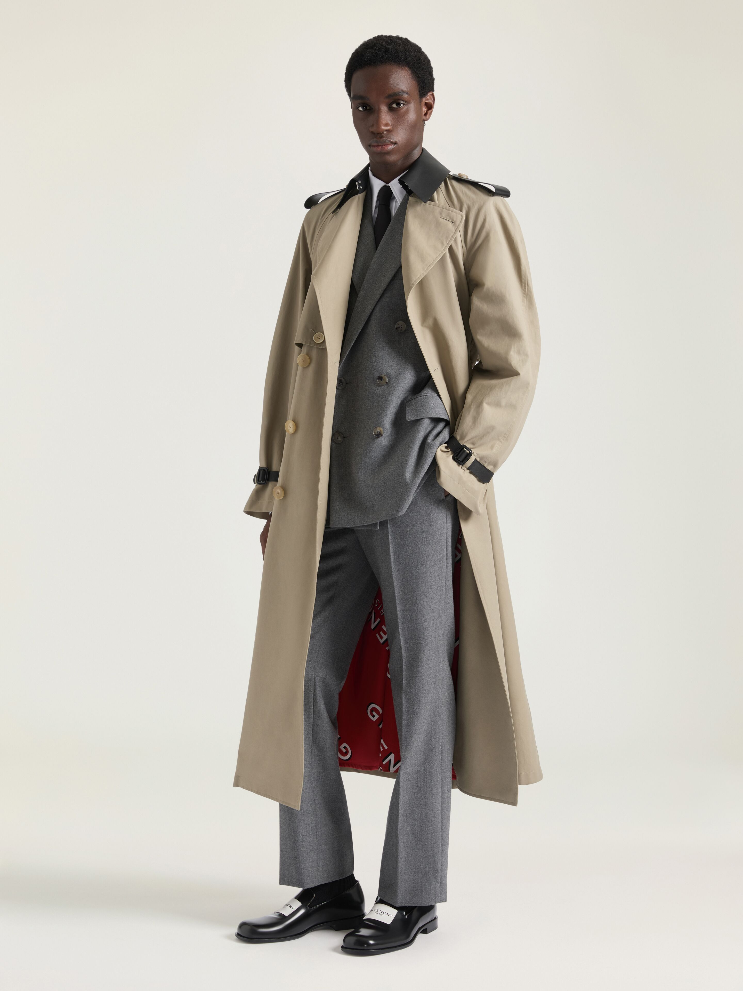 TRENCH-COAT IN COTTON WITH LEATHER DETAILS - 2