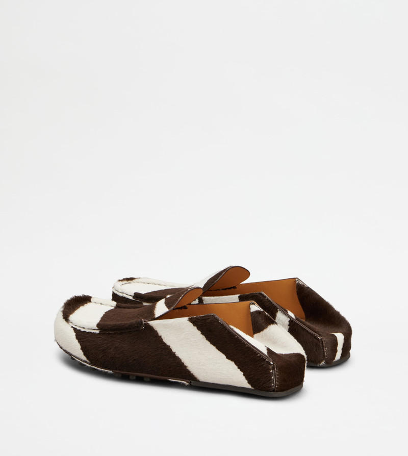 Tod's SLIPPER LOAFERS IN PONY EFFECT LEATHER - WHITE, BROWN outlook