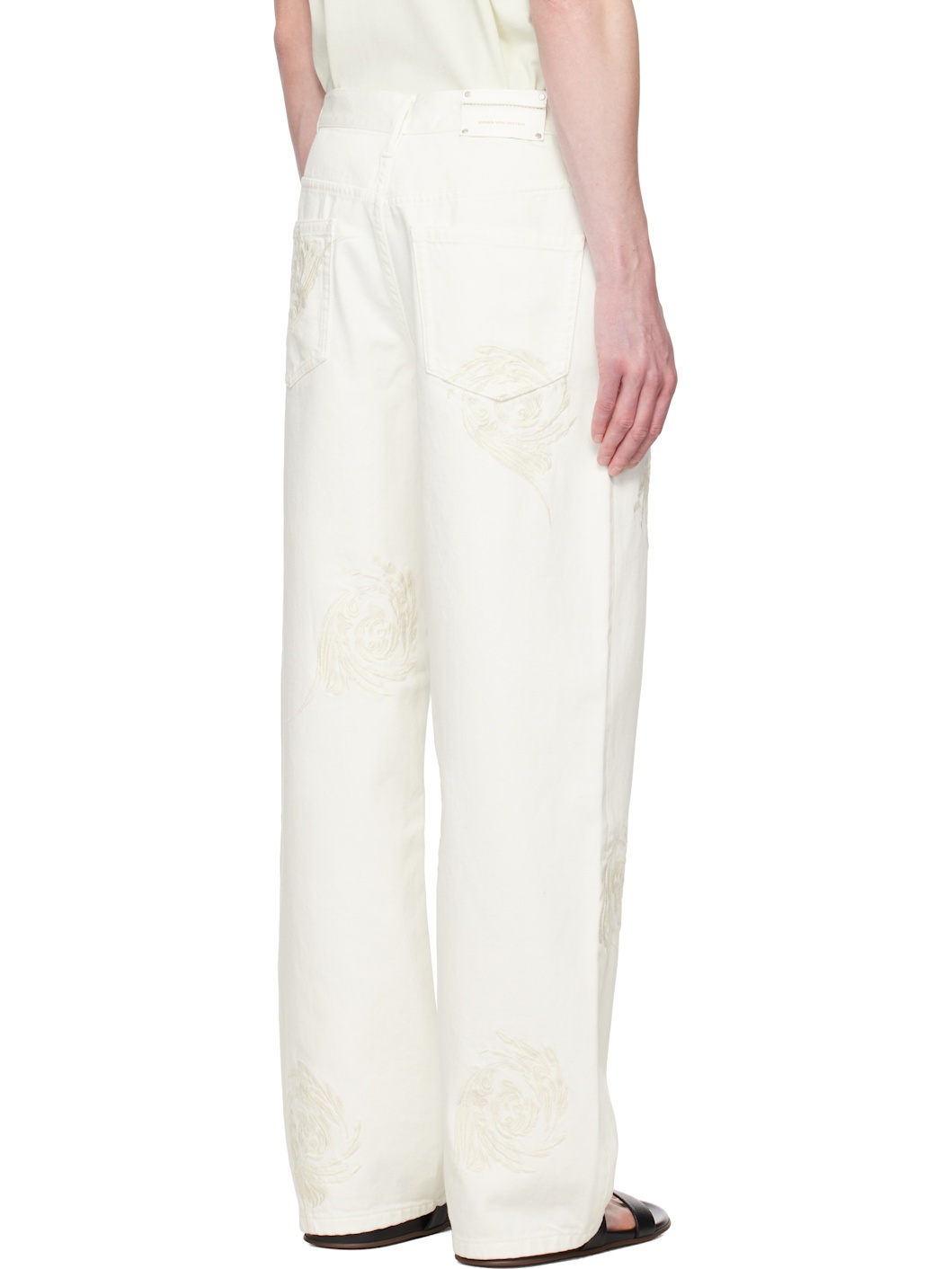 Off-White Embroidered Pattern Jeans - 3