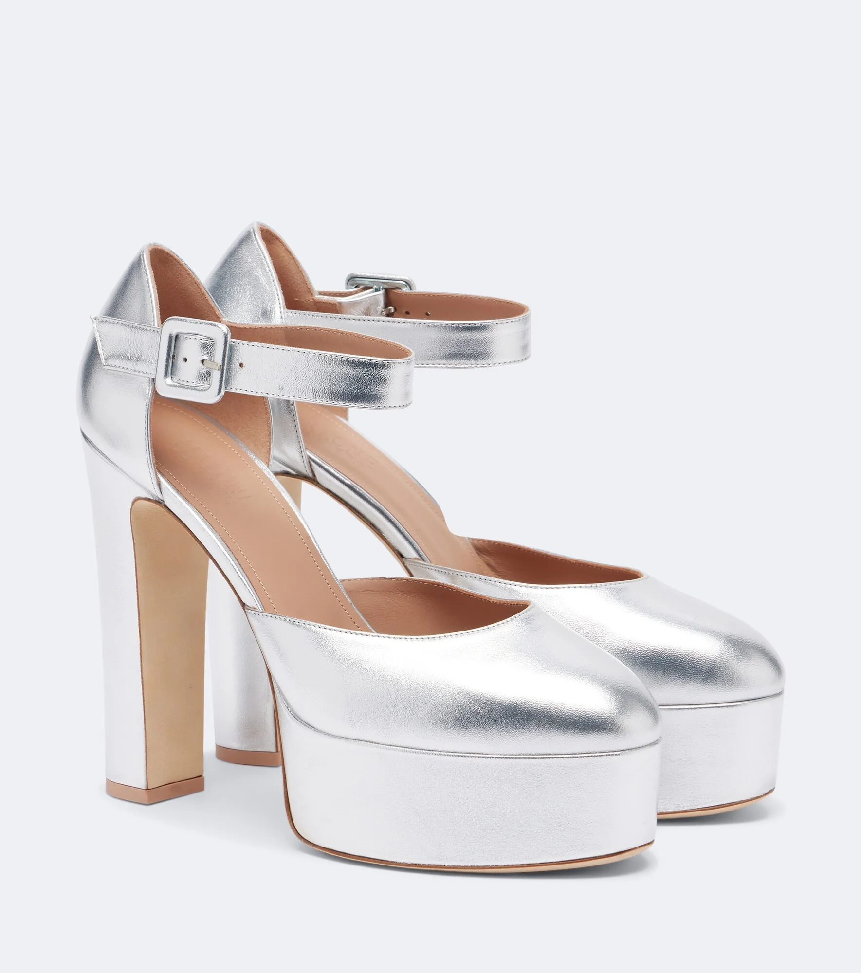 Leila metallic leather platform sandals - 1