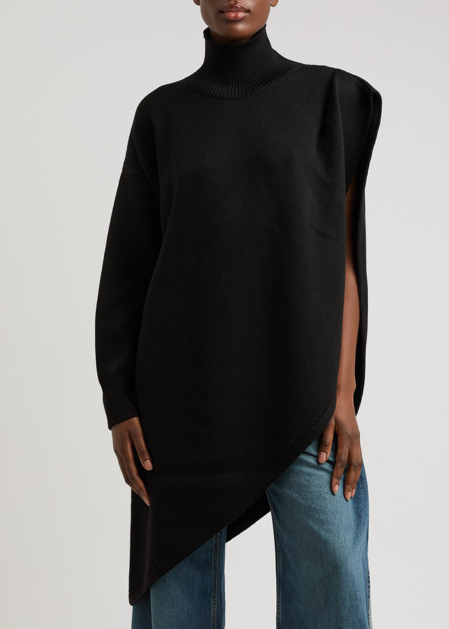 Alaïa Asymmetric Cape-effect Wool Jumper - 2