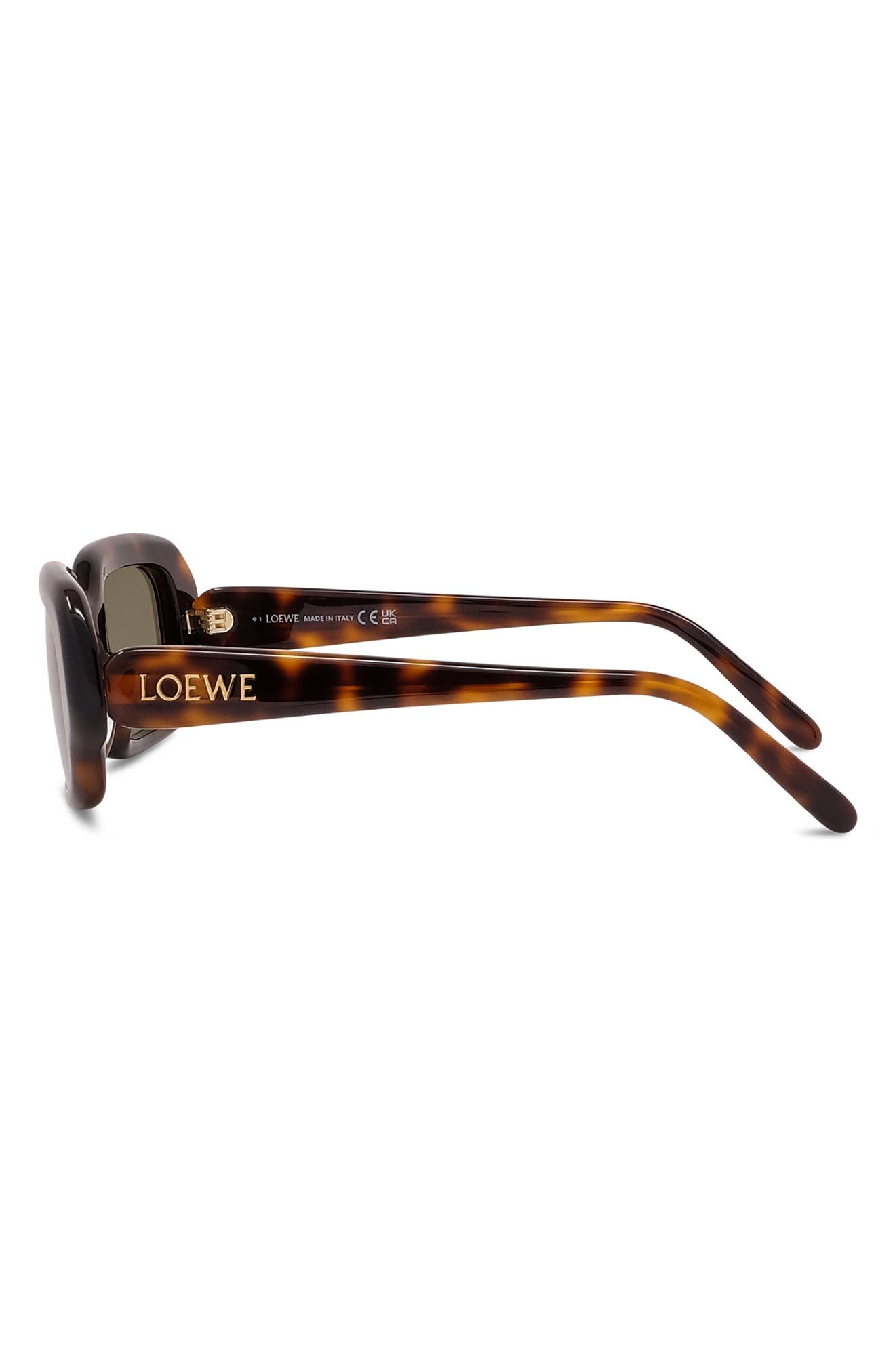 Loewe 51mm Rectangular Sunglasses in Dark Havana /Green at Nordstrom - 3