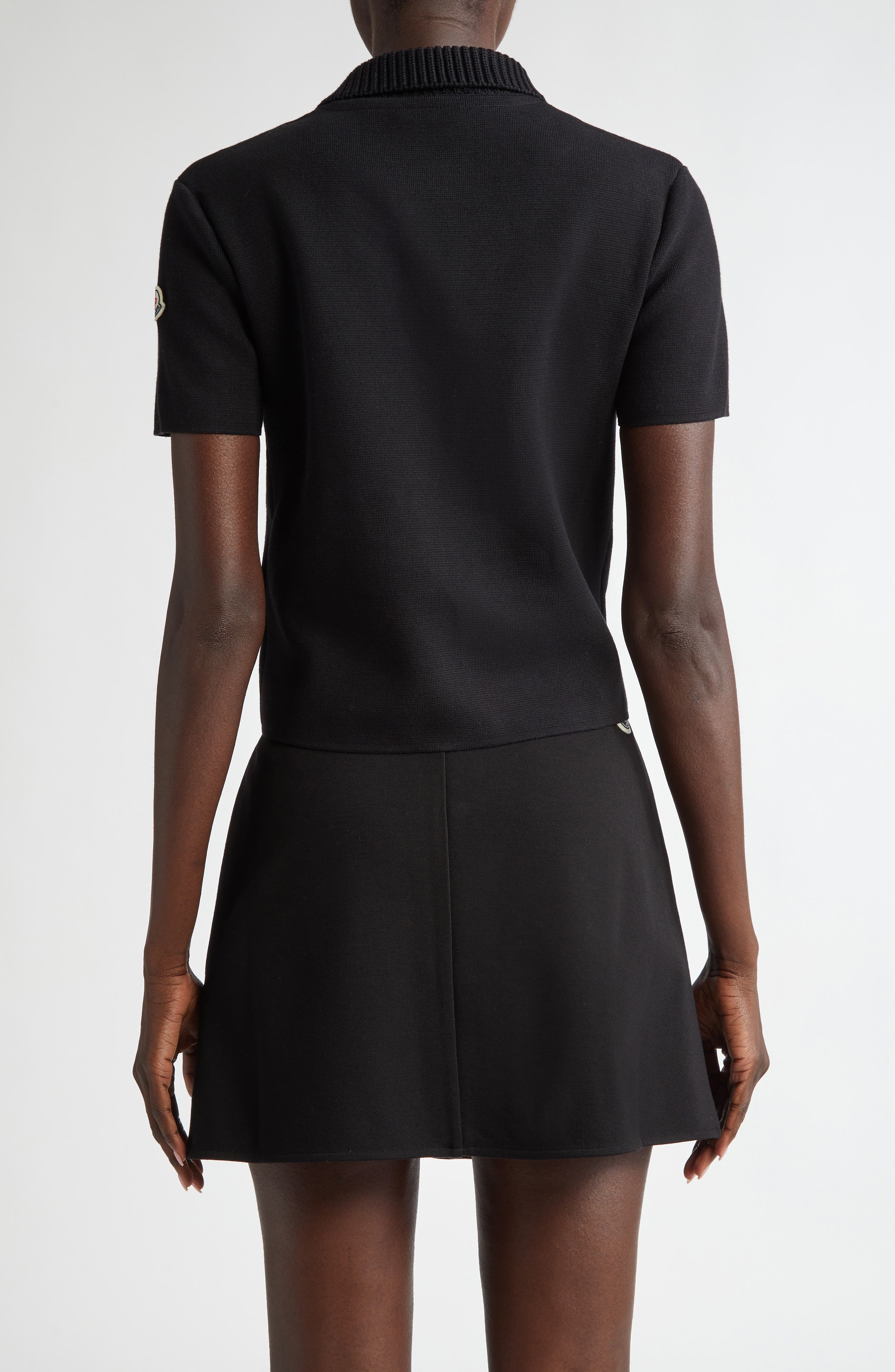Moncler Merino Wool Polo in Black at Nordstrom - 2