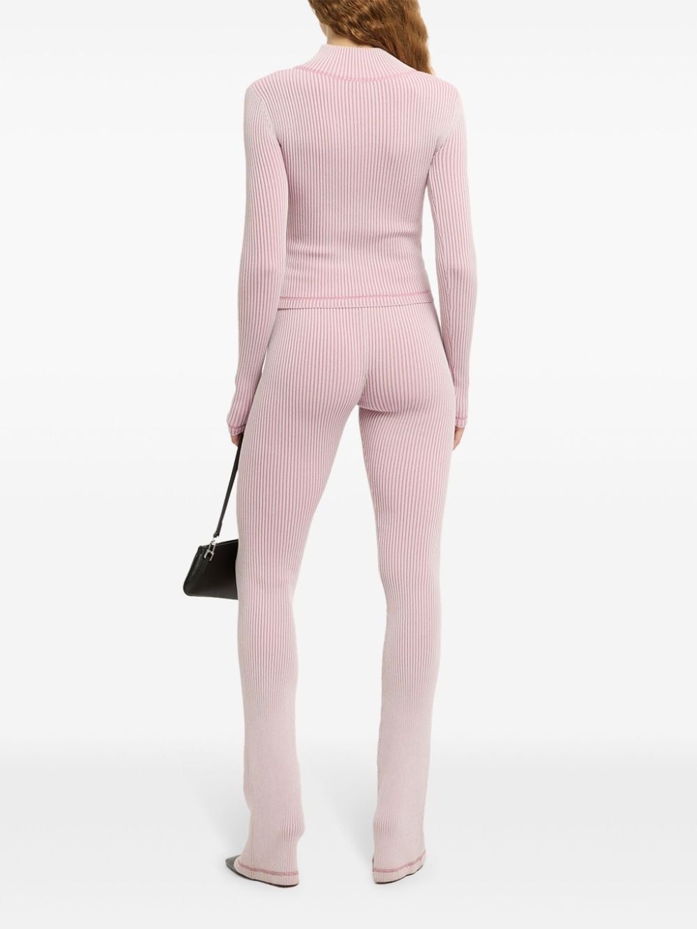 ribbed knit flared trousers - 3