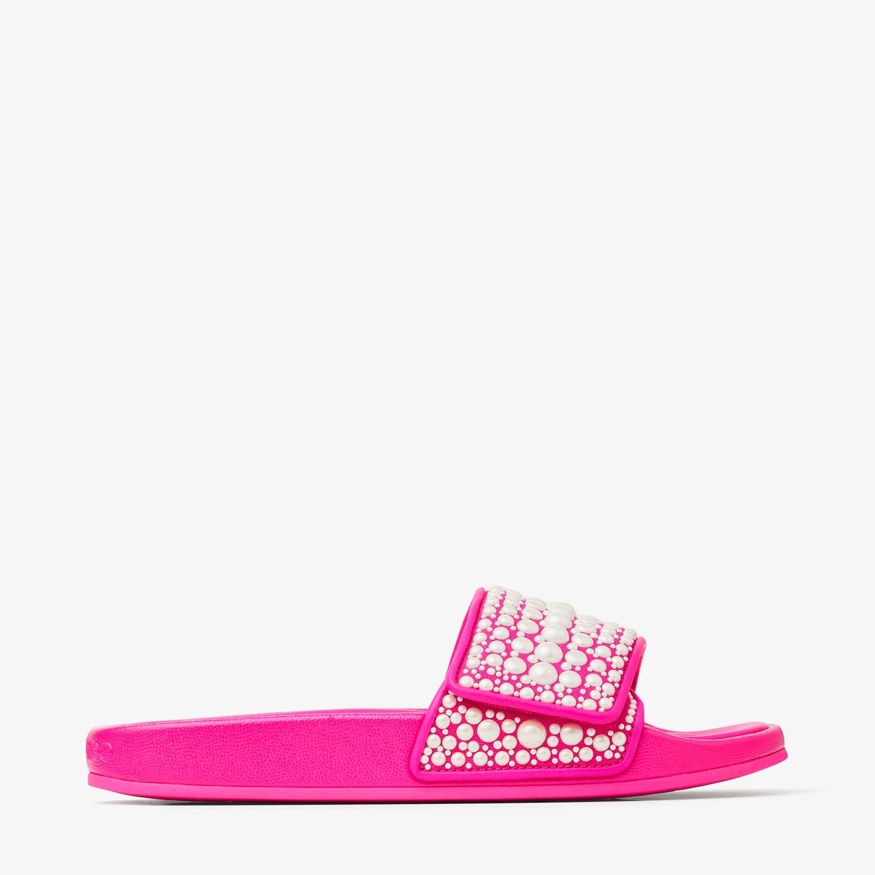 Fitz/F
Fuchsia Leather and Canvas Slides with Pearl Embellishment - 1