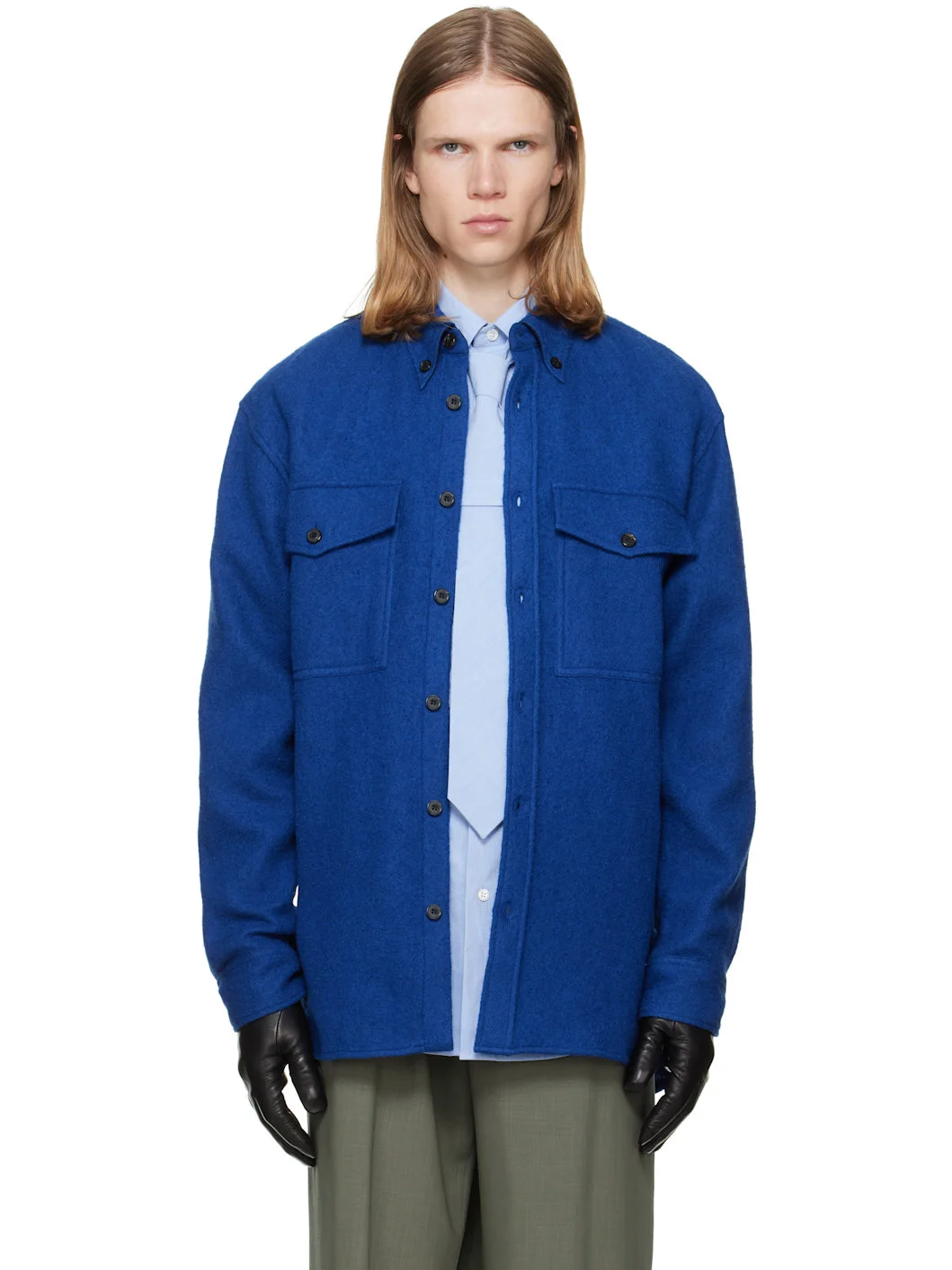 Blue Wool Overshirt - 1