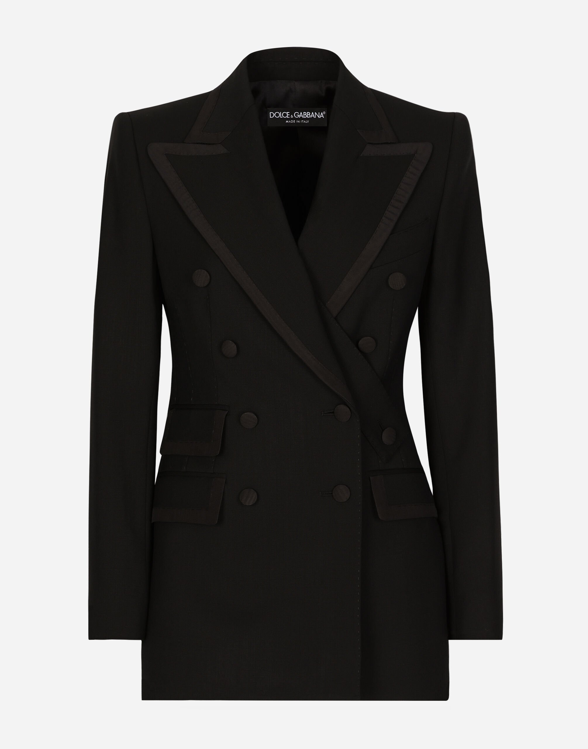 Double-breasted twill Turlington tuxedo jacket - 1