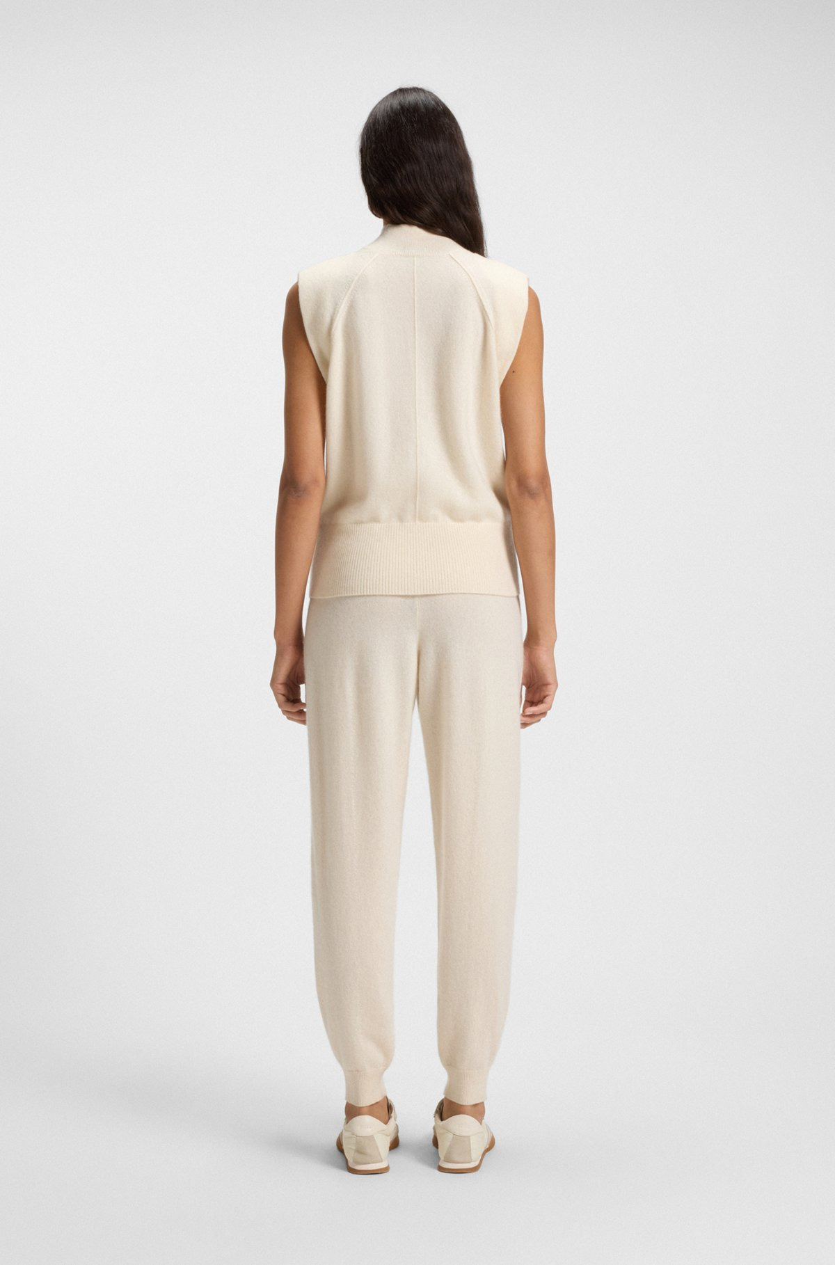 SLEEVELESS KNITTED TOP IN CASHMERE WITH SHOULDER PATCHES - 4