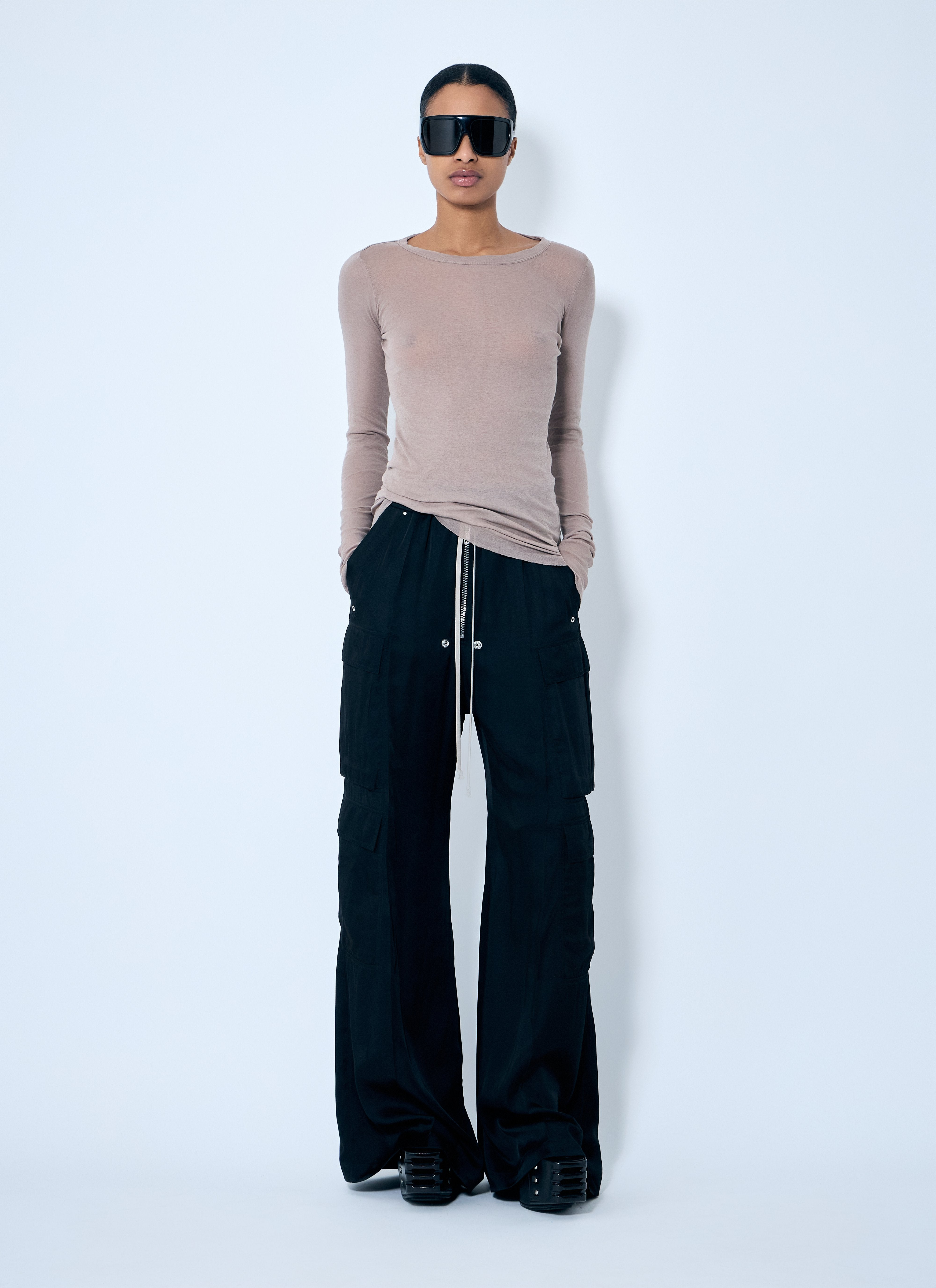 Rick Owens Women Satin Cargo Pants - 2