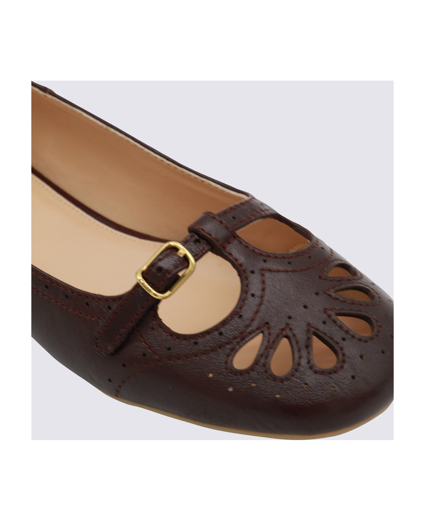 Dark Brown Leather Flats - 4