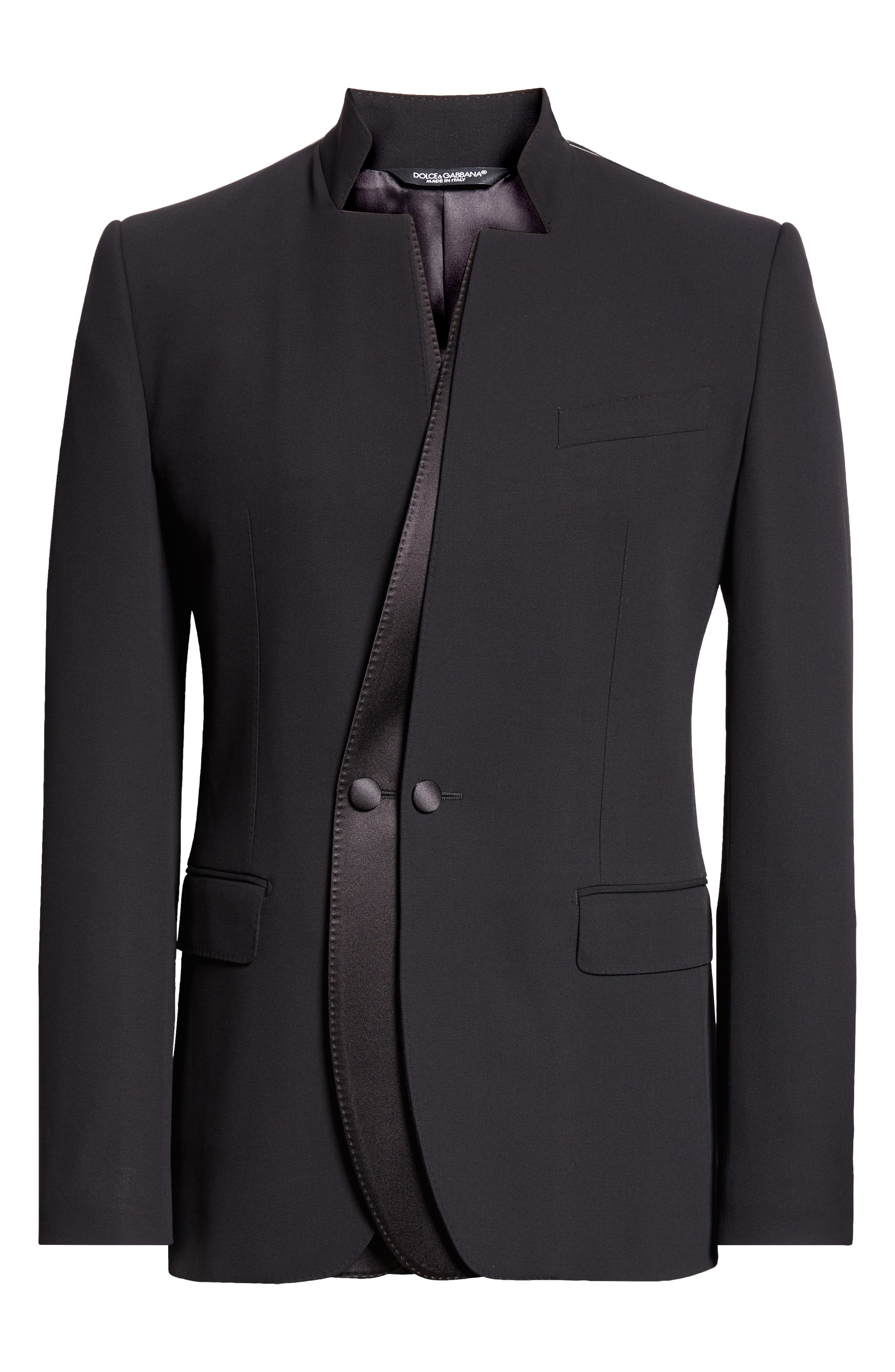 Dolce&Gabbana Double Breasted Wool & Silk Blend Gabardine Jacket in N0000 Nero at Nordstrom - 7