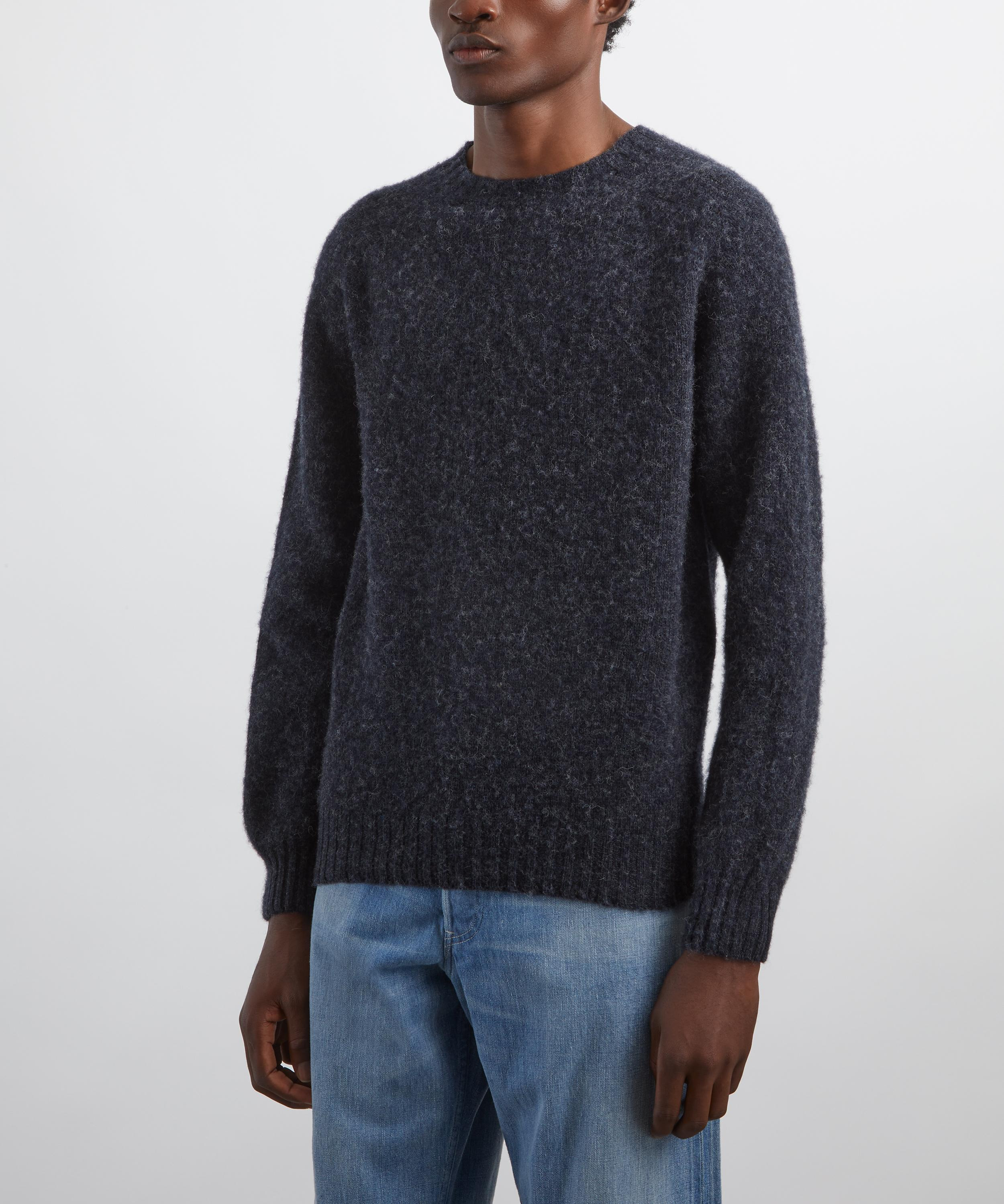 Charcoal Brushed Shetland Crew Neck Jumper - 3