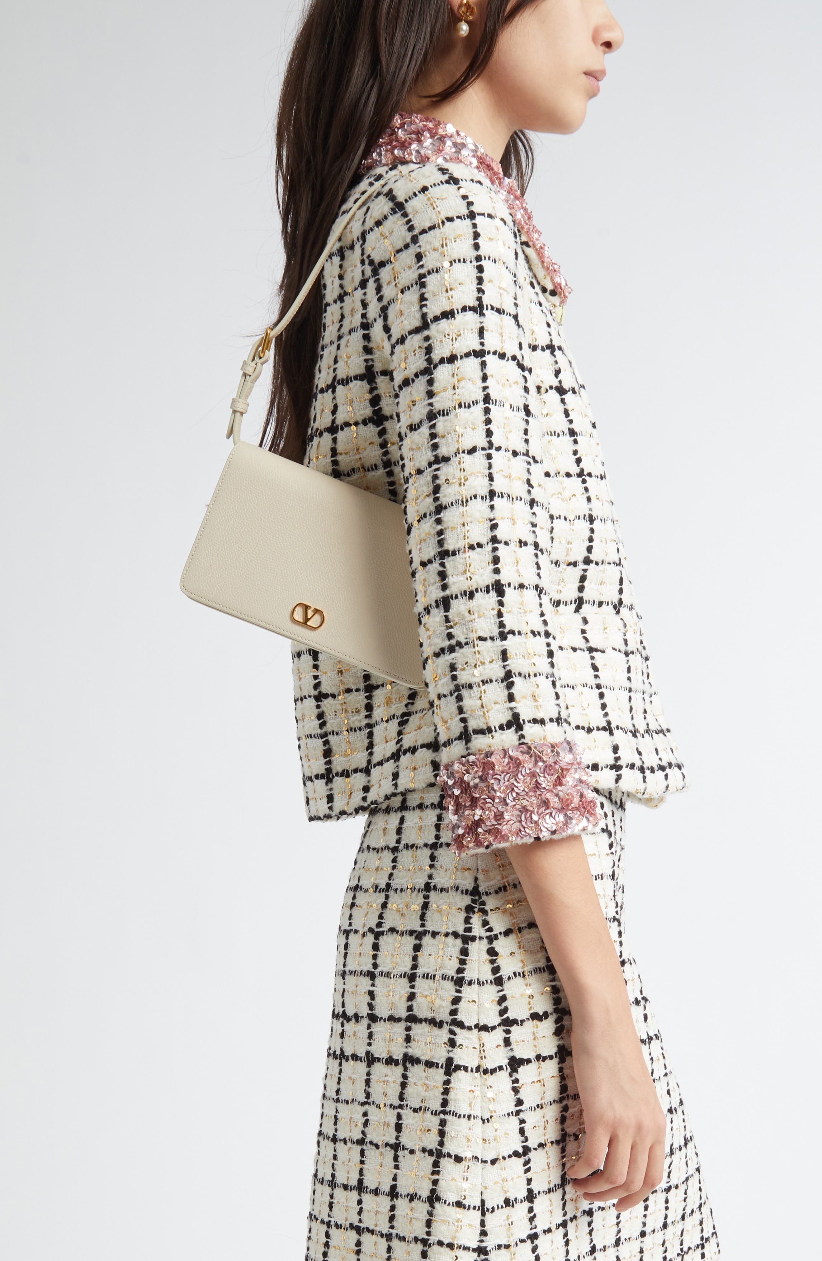Valentino Garavani Mini VLOGO Leather Shoulder Bag in Light Ivory at Nordstrom - 2