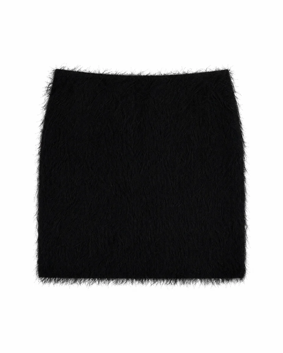 BLACK SHORT FRINGED SKIRT - 1