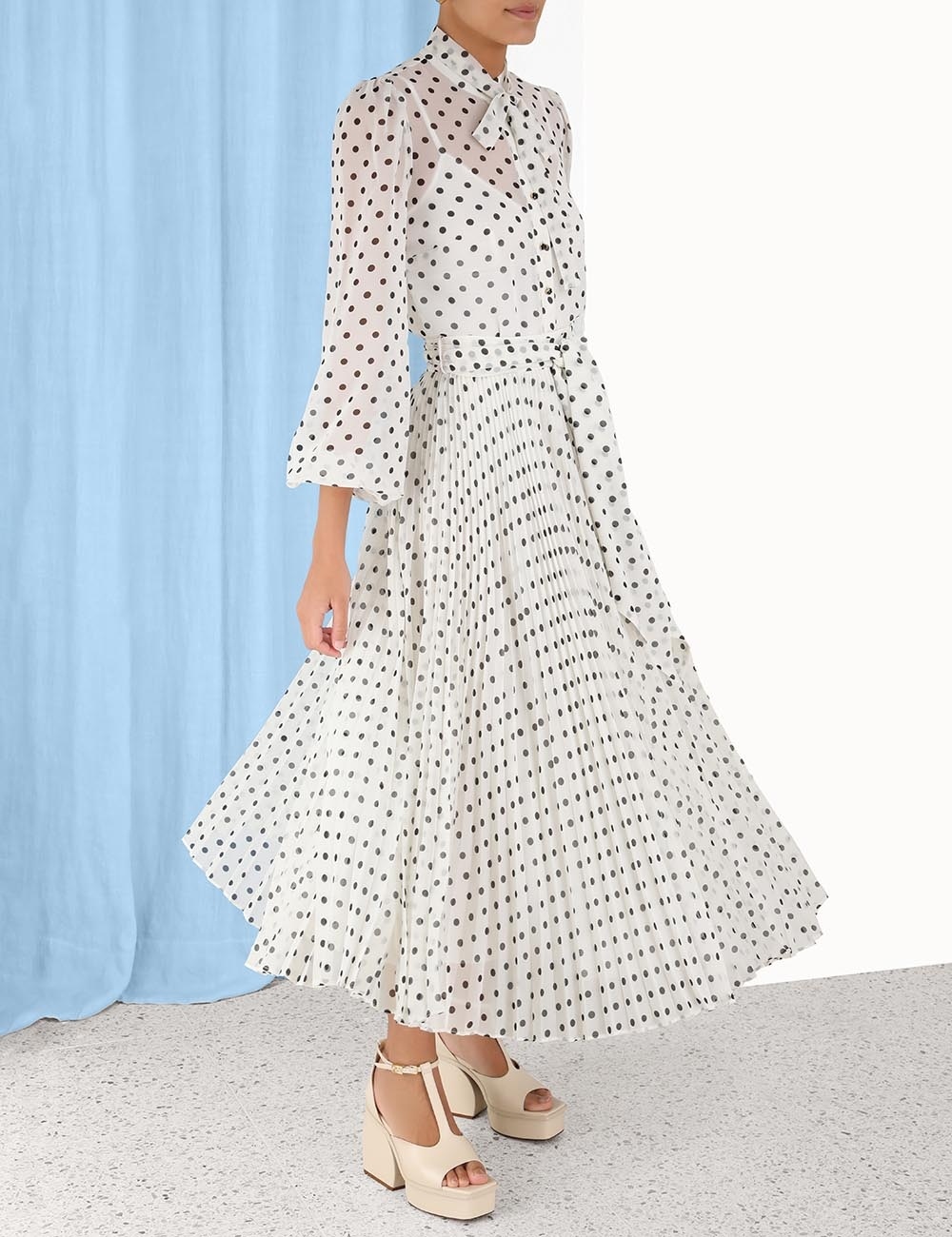 PLEATED SUNRAY MIDI SKIRT - 3