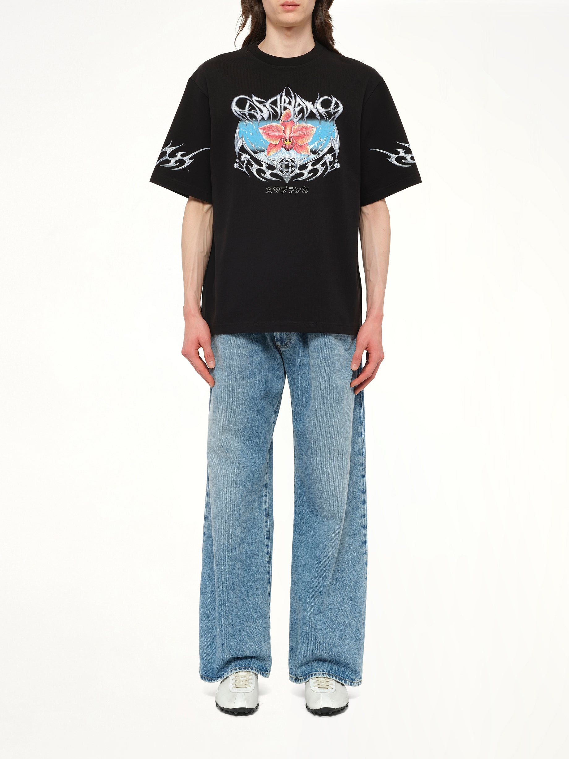 Blades Printed Oversized T-Shirt in Black - 7