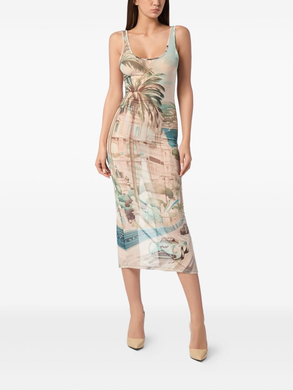 abstract-print midi dress - 2