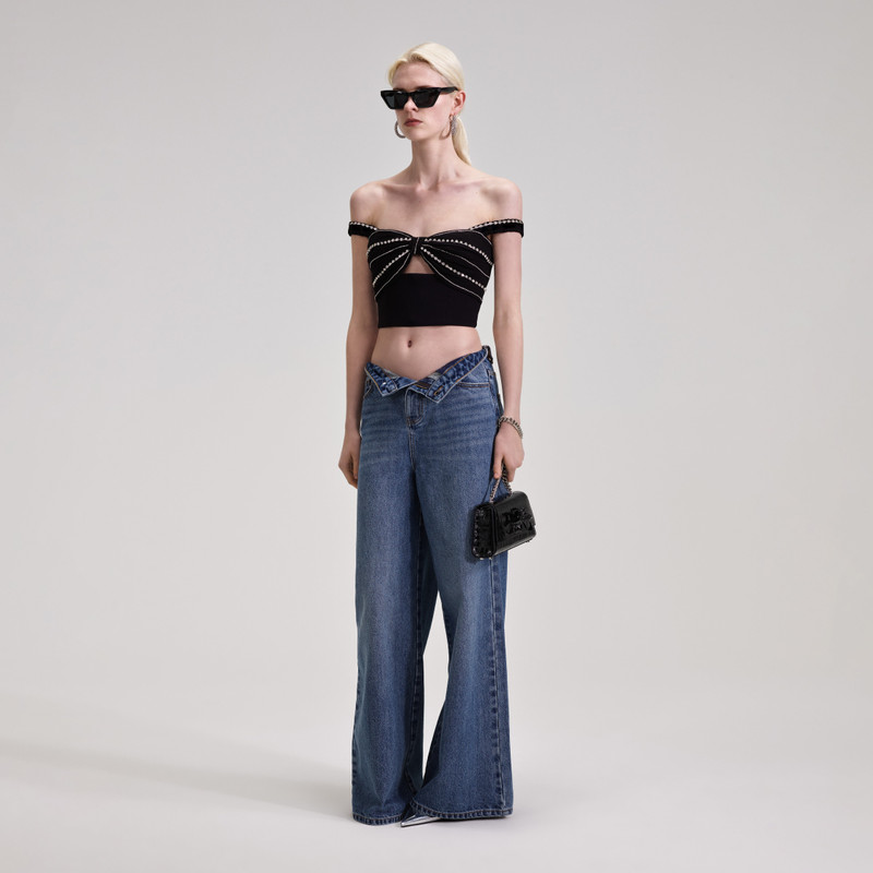 Black Diamante Bust Top 2