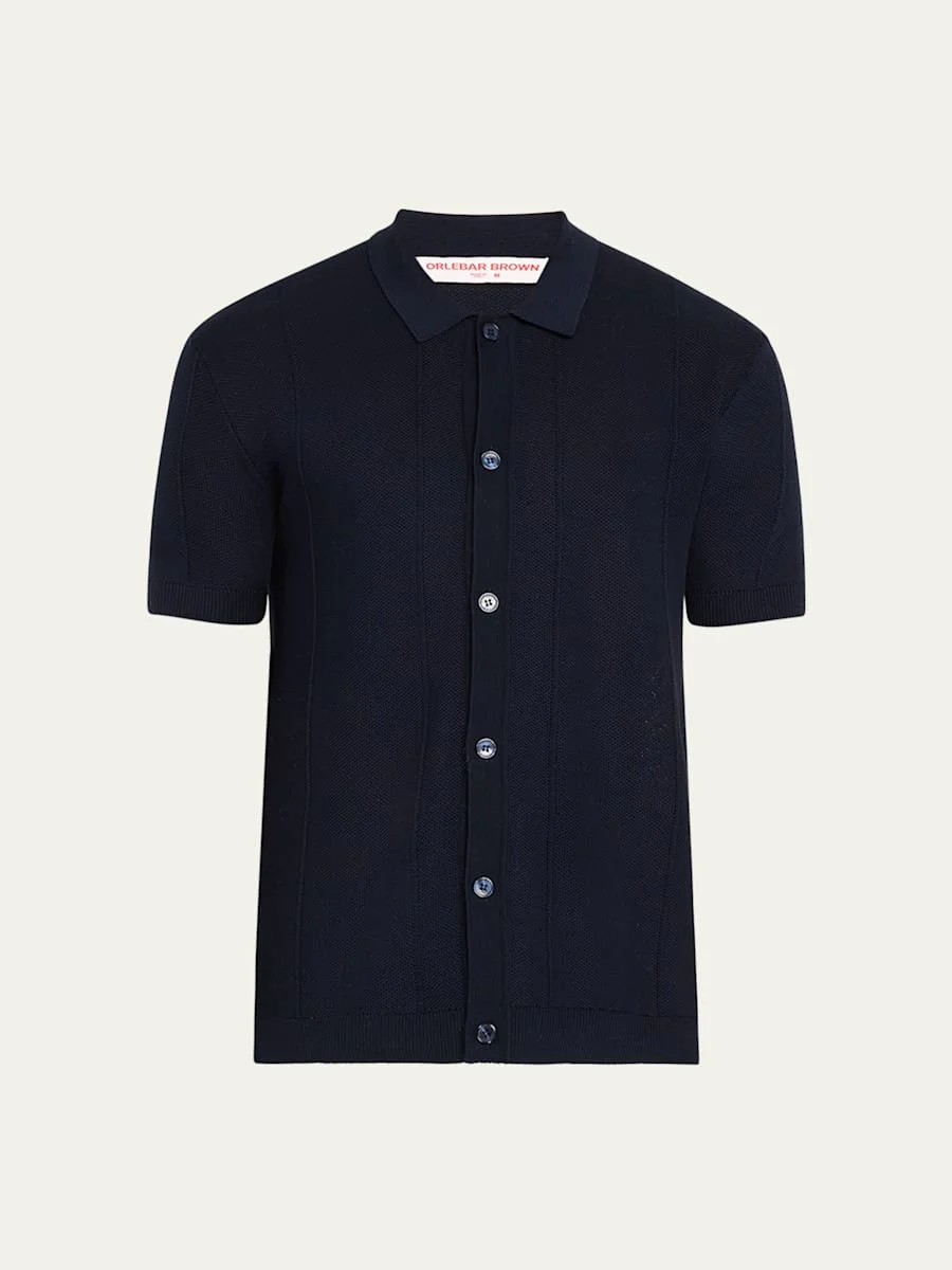 Men's Tiernan Mercerized Pique Button-Down Shirt - 1