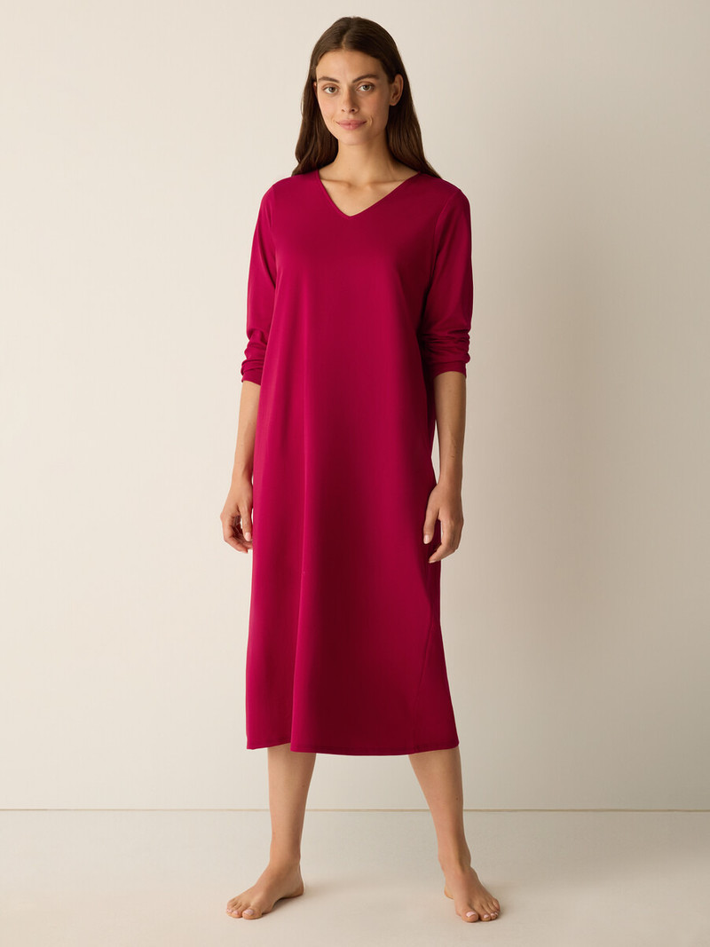 EILEEN FISHER Organic Cotton Interlock V-Neck Sleep Dress outlook