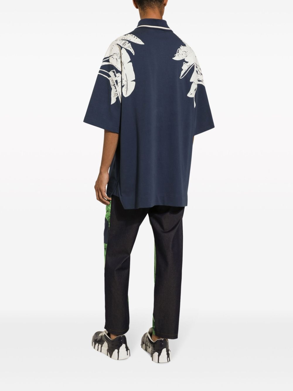 banana tree-print oversize polo shirt - 3