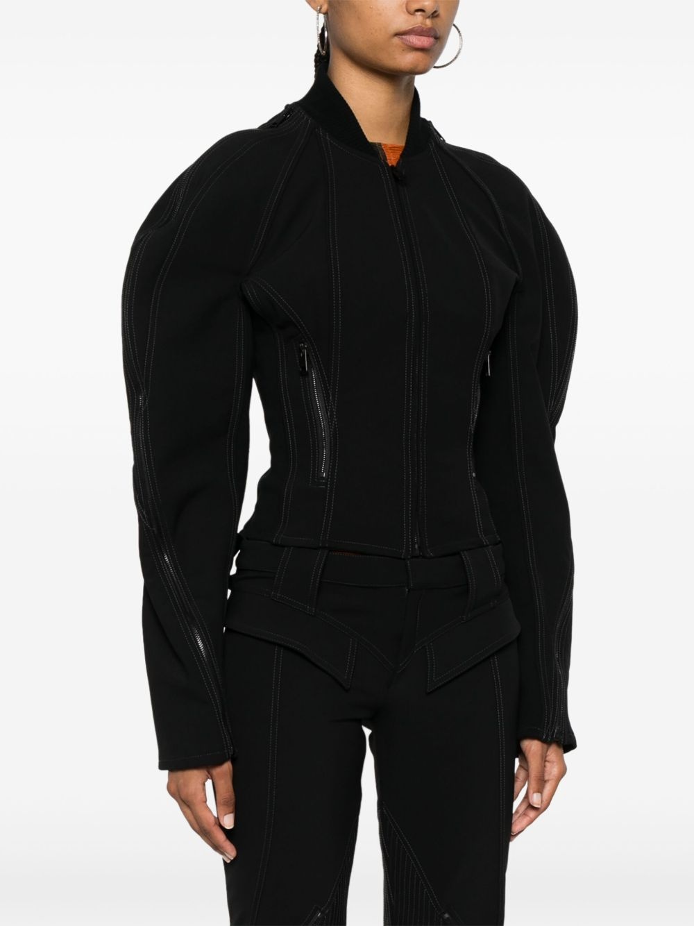 zipped sculpted sleeves jacket - 3