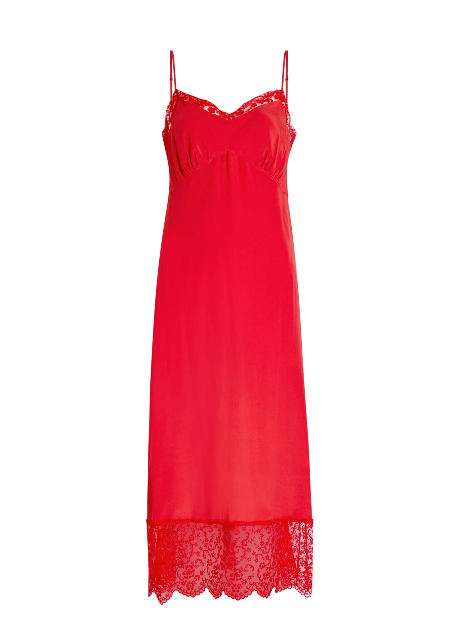 Simone Rocha Lace-trim Crepe de Chine Midi Slip Dress - 1