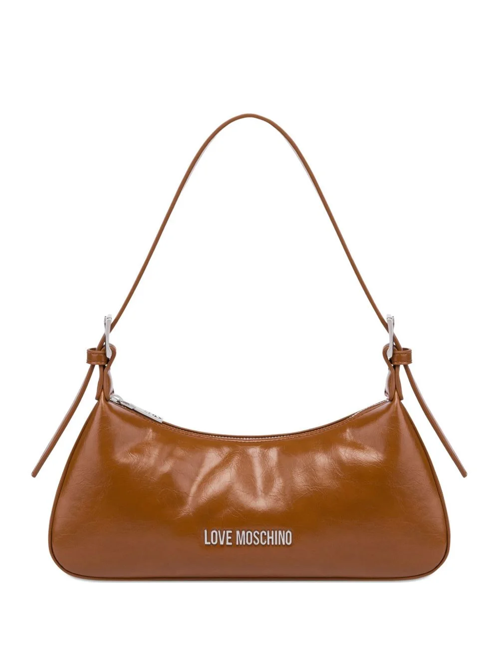 curved leather shoulder bag - 1