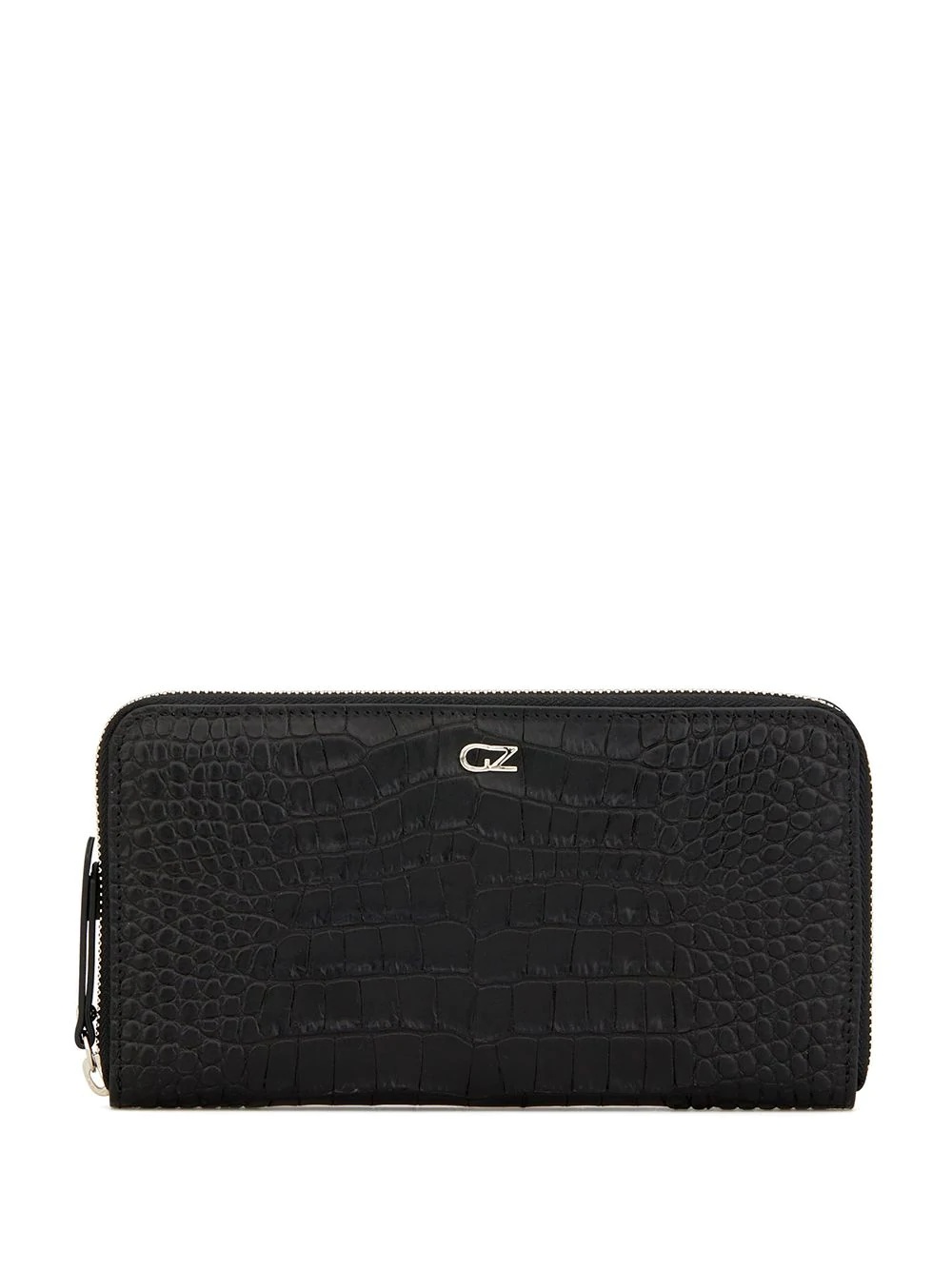 embossed croc-effect zipped wallet - 1