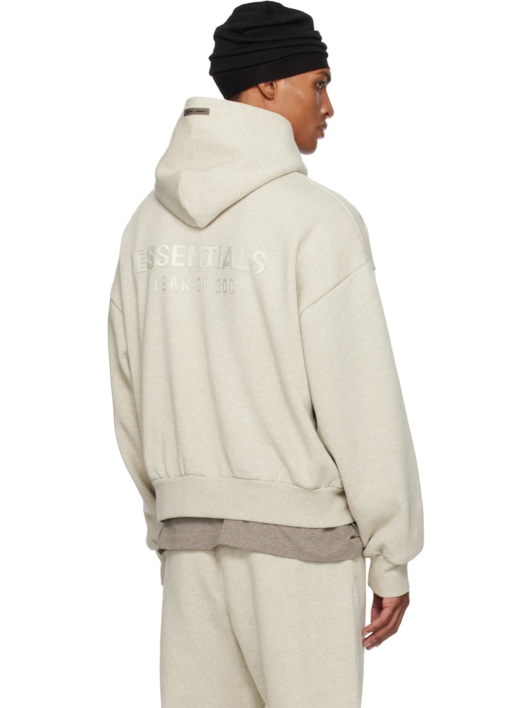 Beige Classic Fit Fleece Hoodie - 3
