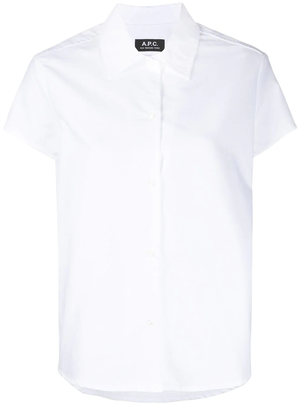 pointed collar short-sleeved shirt - 1