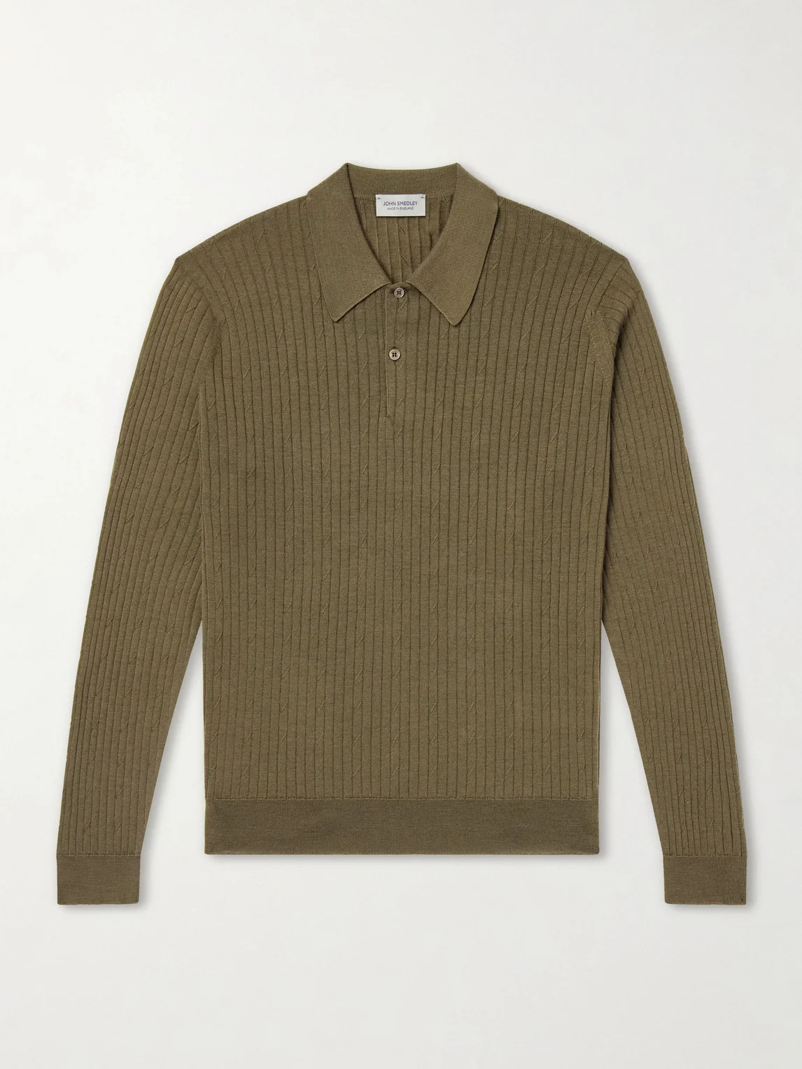Hodson Ribbed Merino Wool Polo Shirt - 1