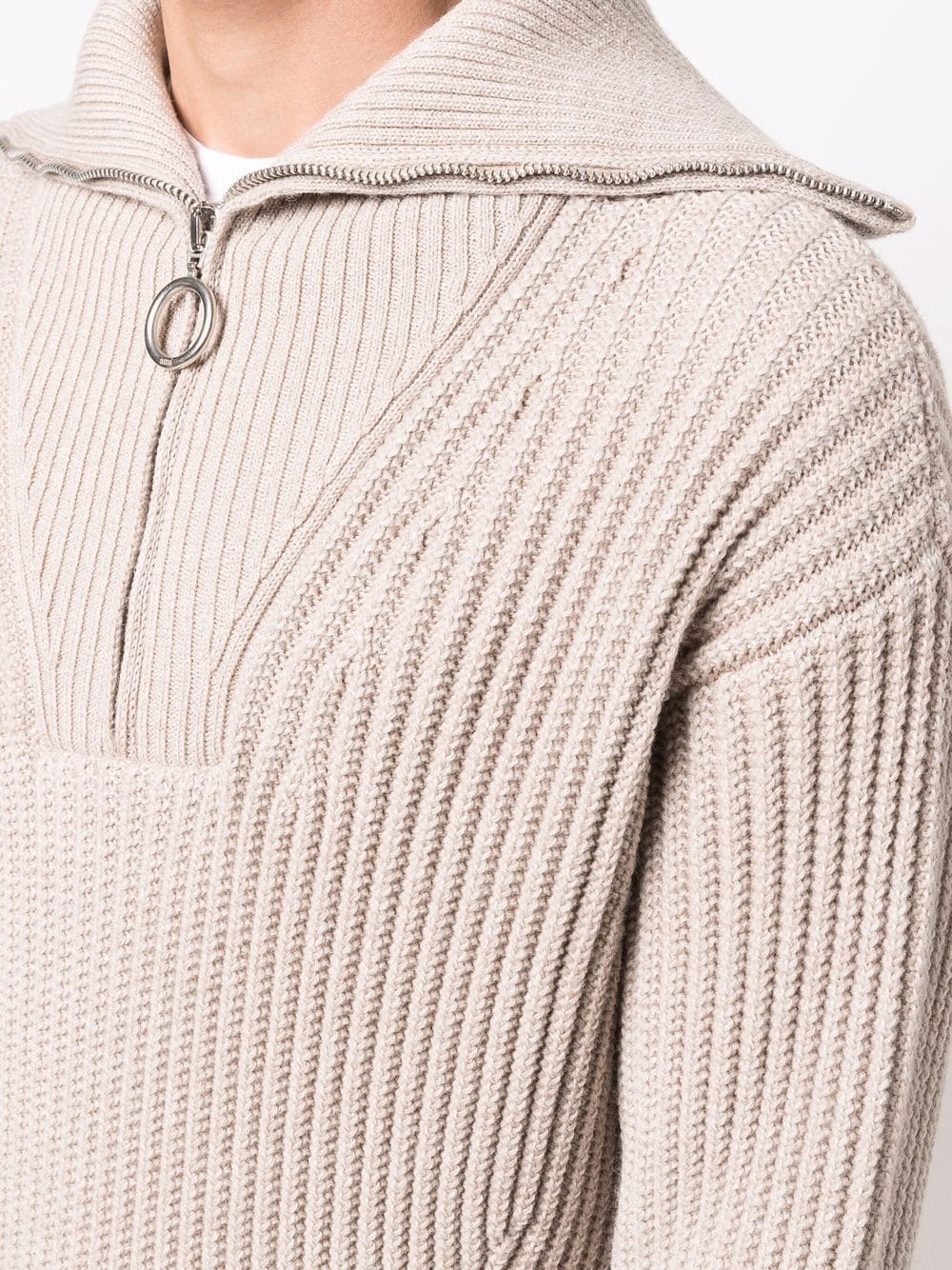 AMI Paris half-zip ribbed-knit sweatshirt | REVERSIBLE