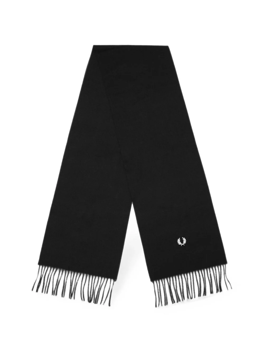 logo-embroidered fringed scarf - 1