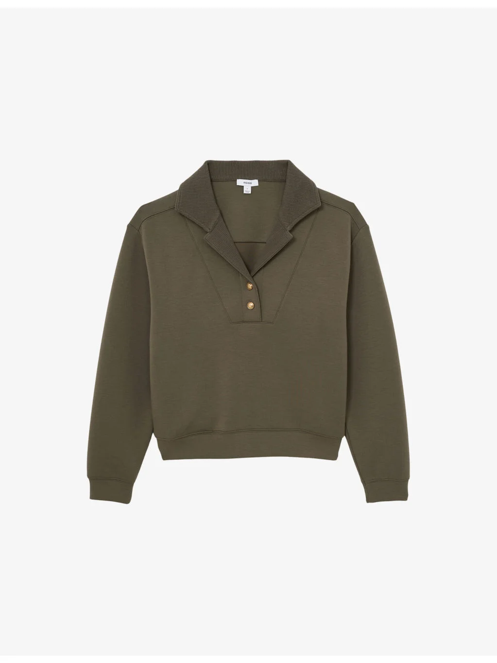 Bella Button-Neck Stretch-Jersey Sweatshirt - 1