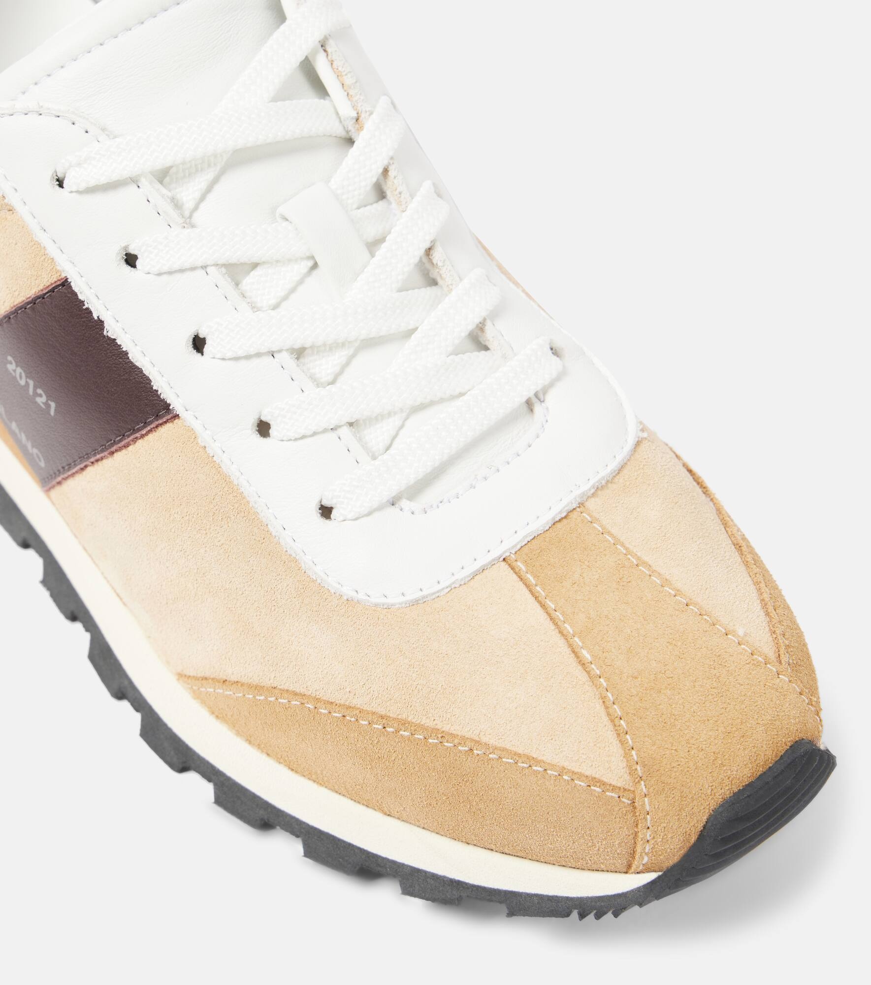 Leather-trimmed suede sneakers - 6