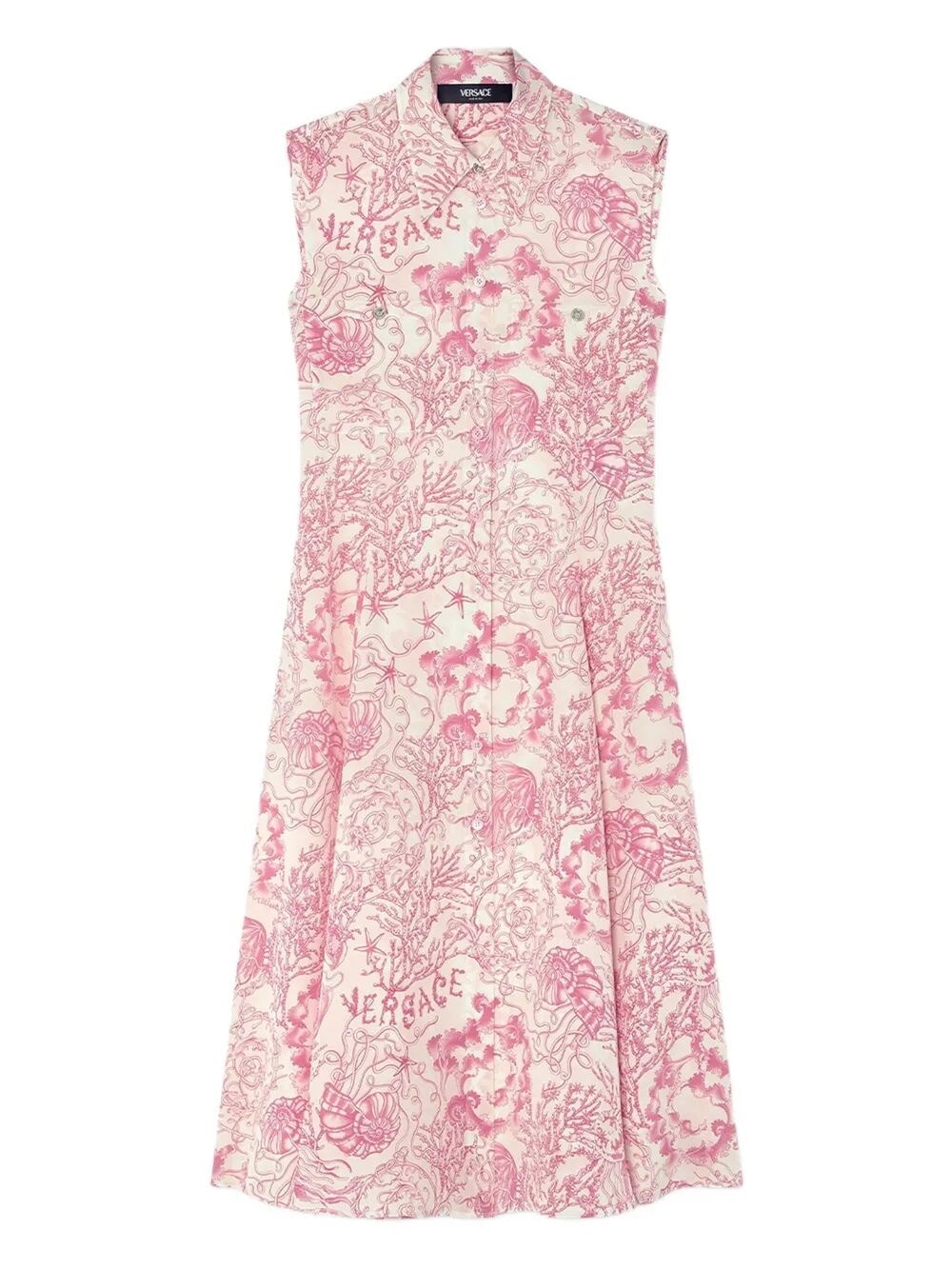 Dress Crepe De Chine Print `Underwater Barocco Bicolour Allover` - 1