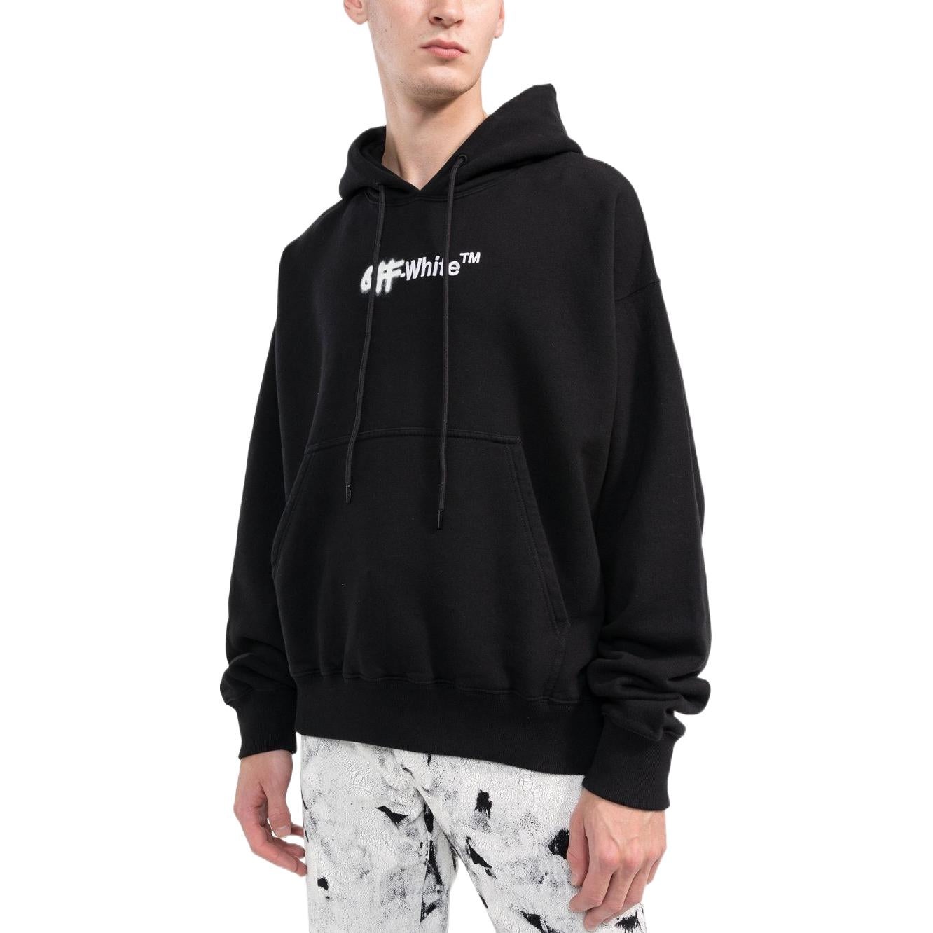 Men's Off-White FW22 Alphabet Logo Printing Hooded Long Sleeves Loose Fit Black OMBB085F22FLE0021001 - 5