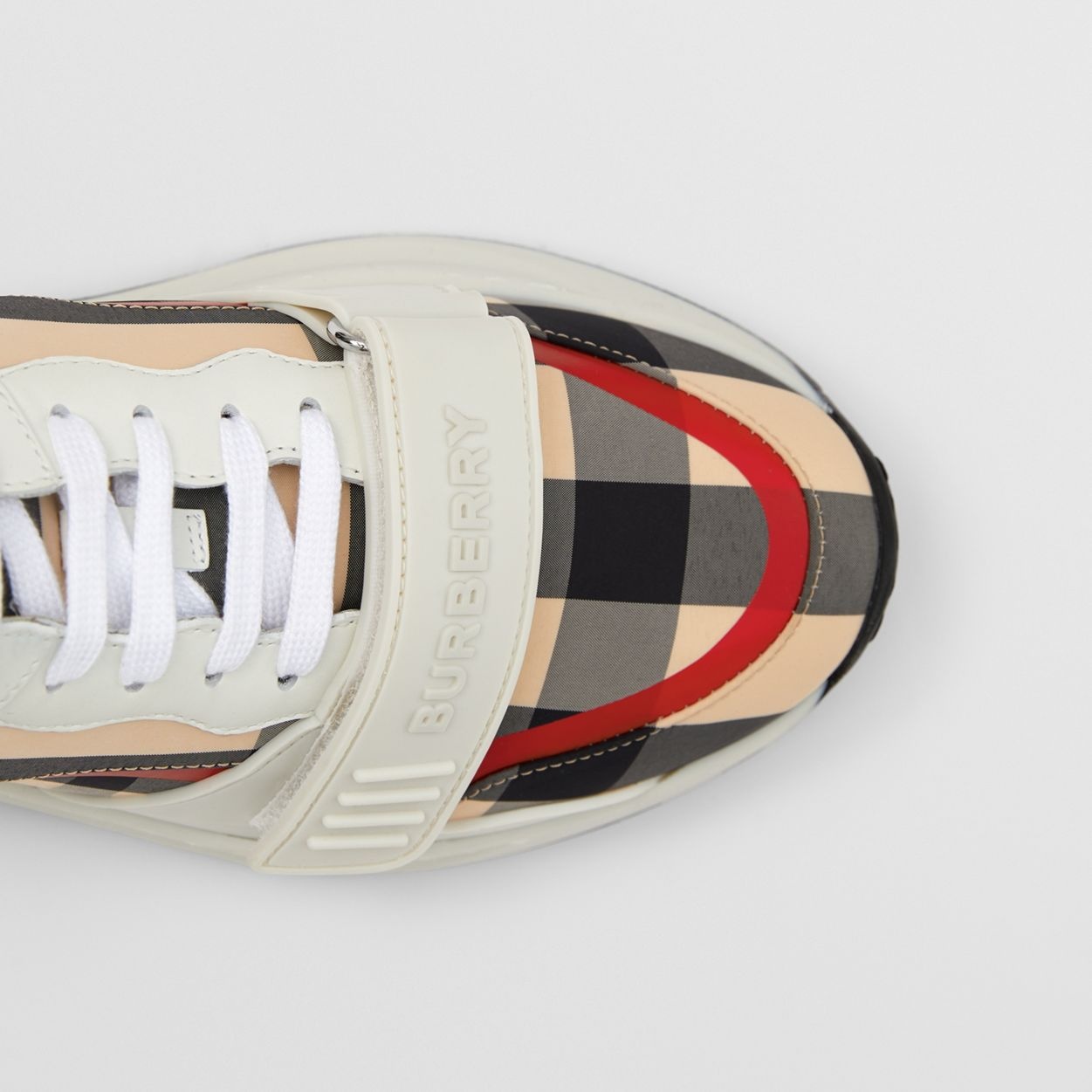 Check Nylon and Leather Sneakers - 2
