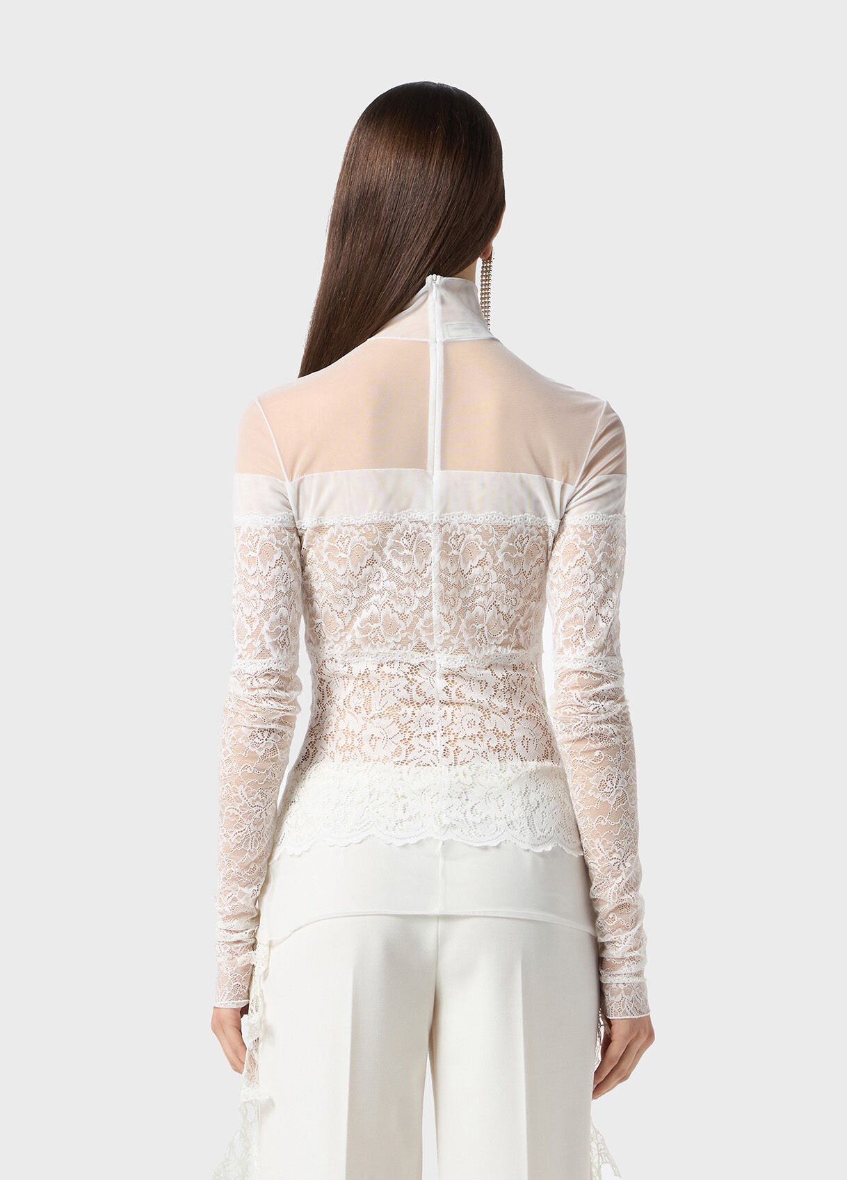 TULLE BLOUSE WITH SCALLOPED LACE - 3