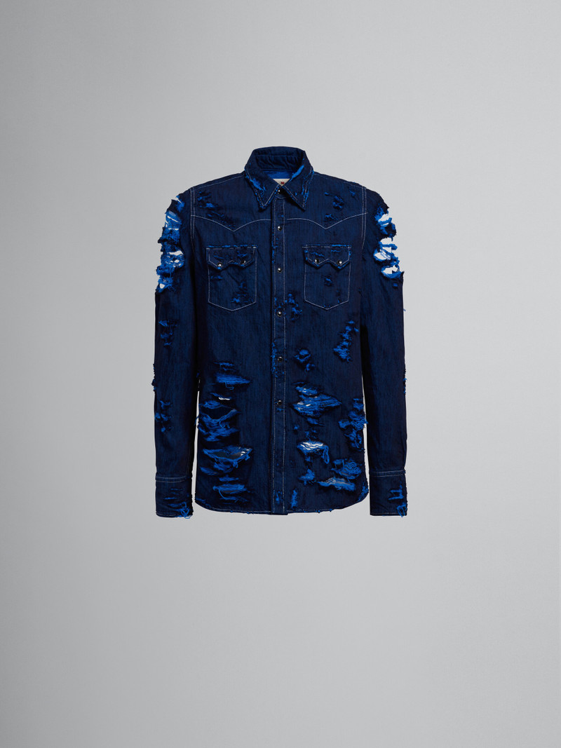 BLUE DENIM SHIRT WITH RIPS 1