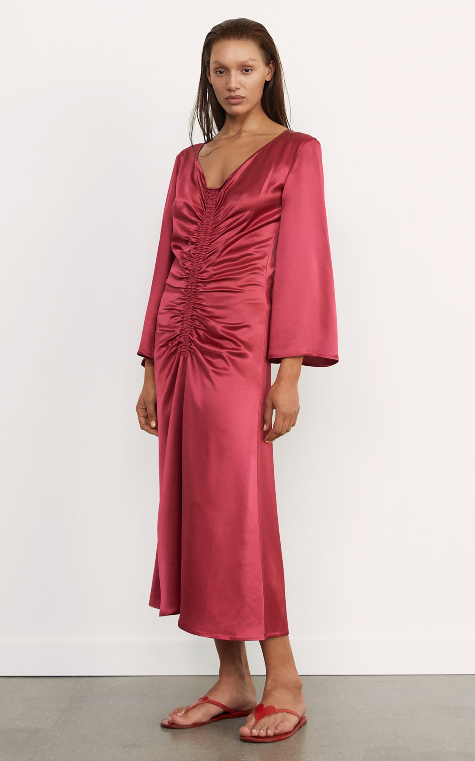 Draped Knee-Length Dress berry - 2