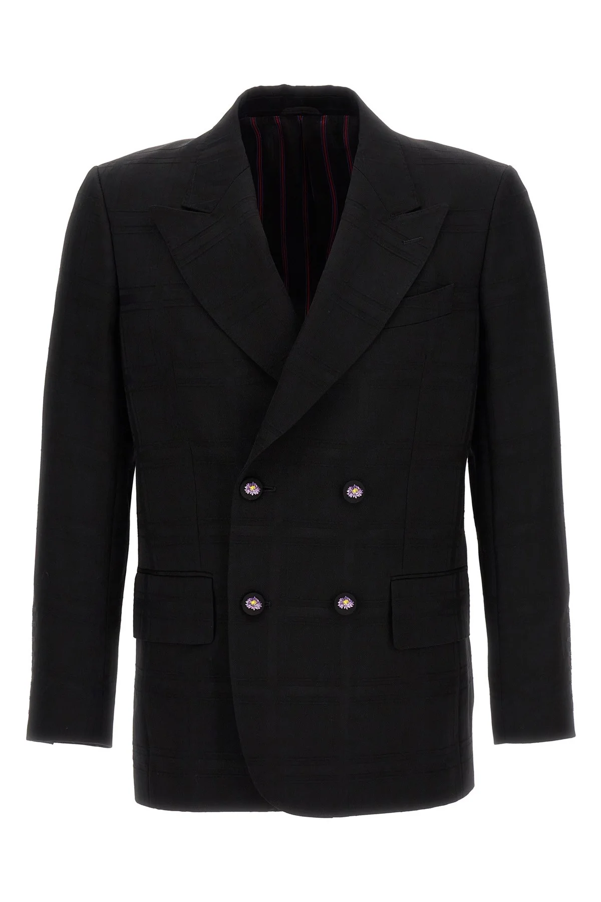 Check Double-Breasted Blazer - 1
