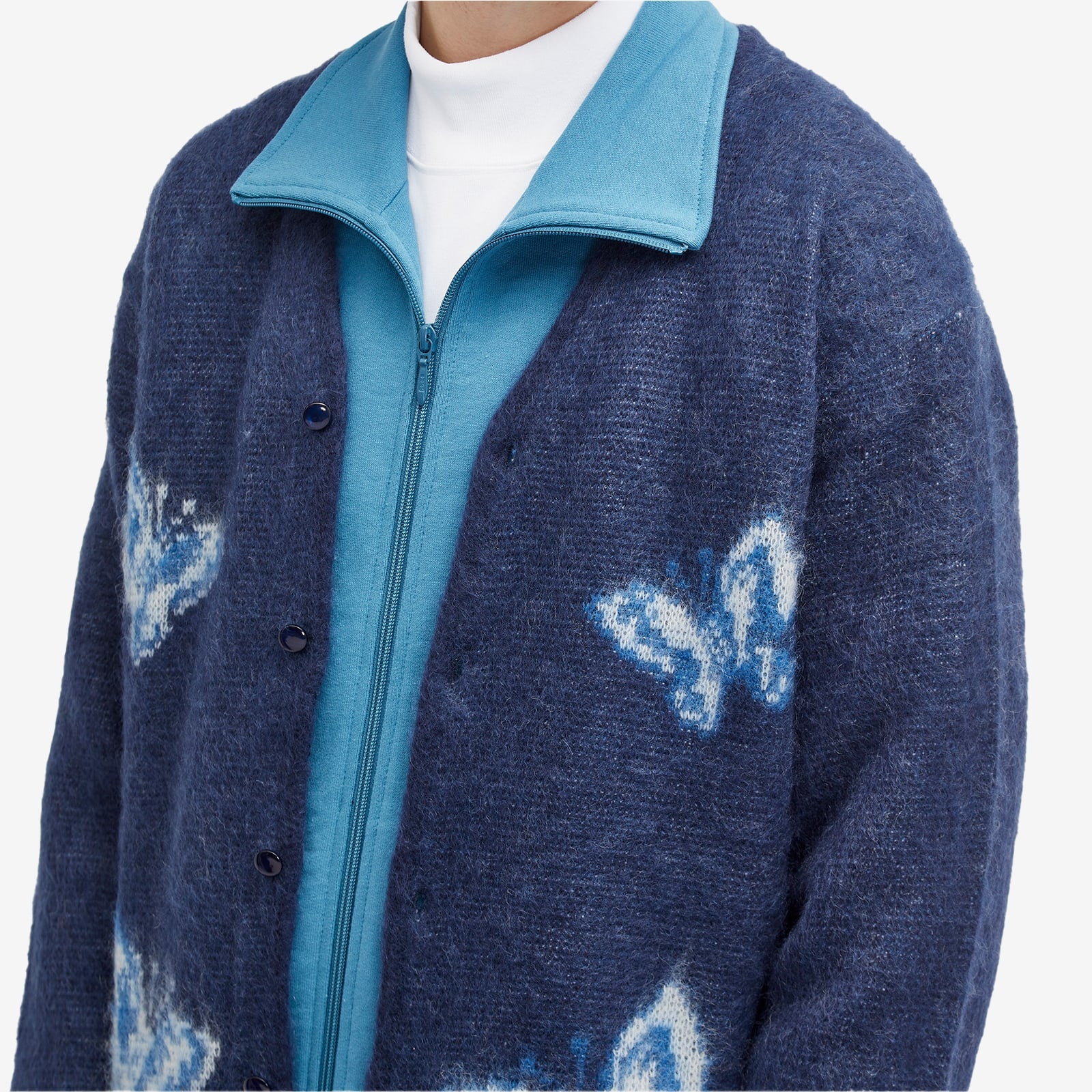 END. x Needles 'Indigo Wash' Mohair Cardigan - 5