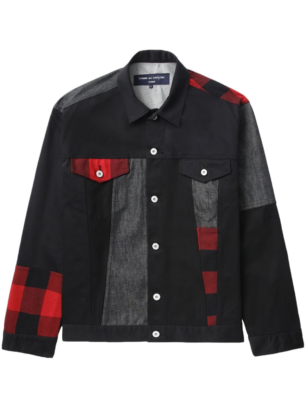 plaid-check cotton shirt jacket - 1